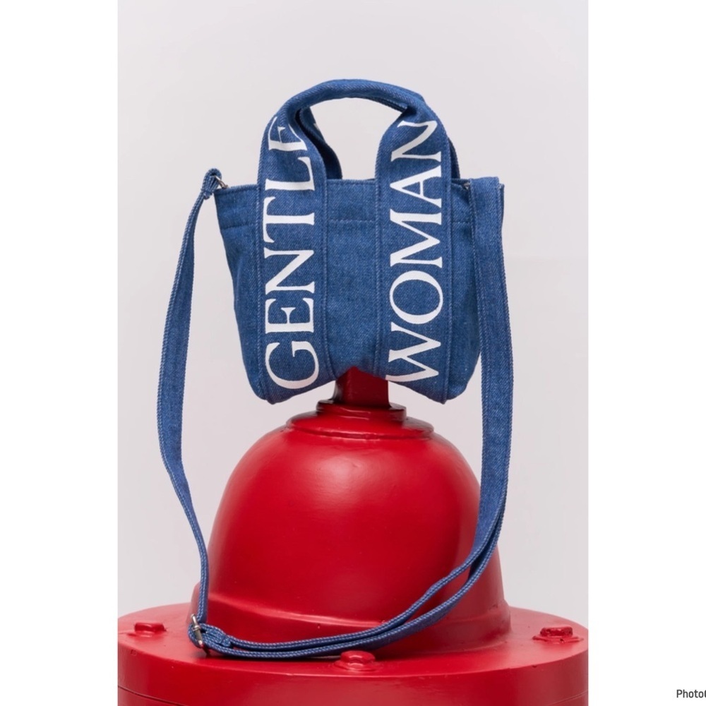 GENTLEWOMAN LOGO STRAP MICRO TOTE Navy Blue Denim Crossbody BAG